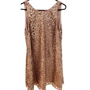 Belle Badgley‎ Mischka Thea Blush Gold Sequin Trapeze Dress Size 8